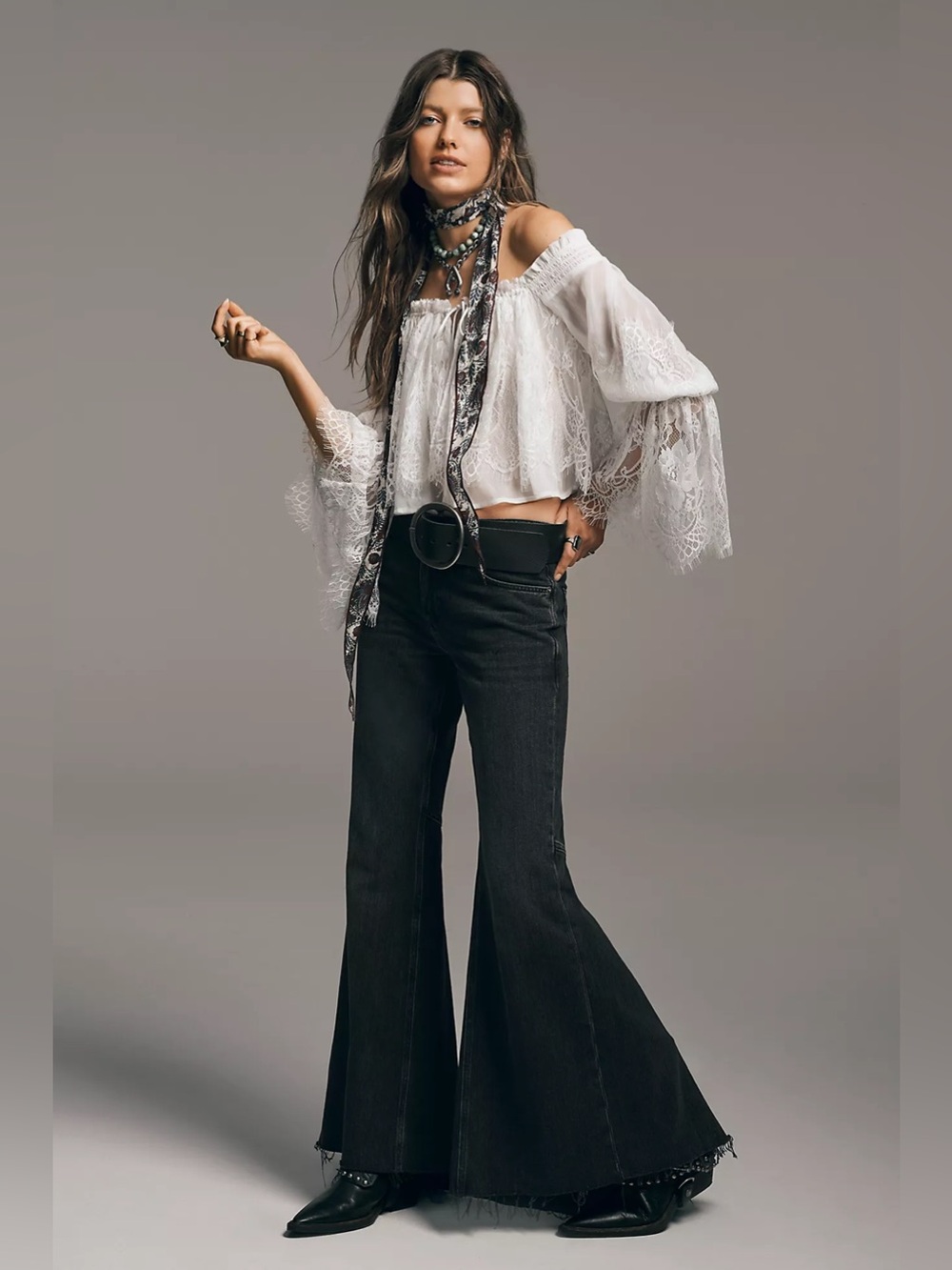 We The Free Emre Flare Jeans Size 27 Black Low Rise NWT $98